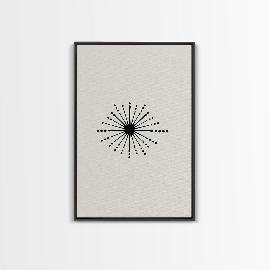 Cream Atomic Burst Canvas Print, Mid Century Modern Abstract Art, Retro Geometric Poster, Minimalist MCM Wall Decor For Office
