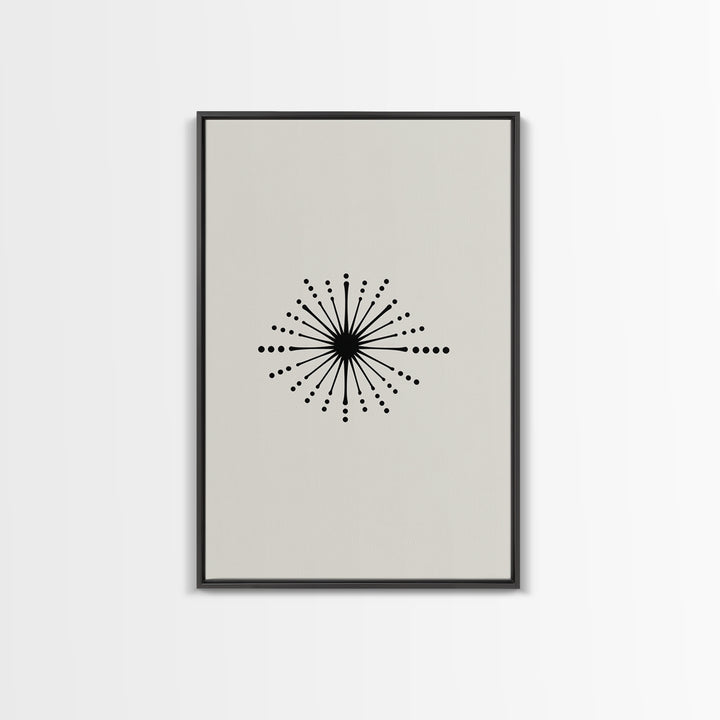 Cream Atomic Burst Canvas Print, Mid Century Modern Abstract Art, Retro Geometric Poster, Minimalist MCM Wall Decor For Office