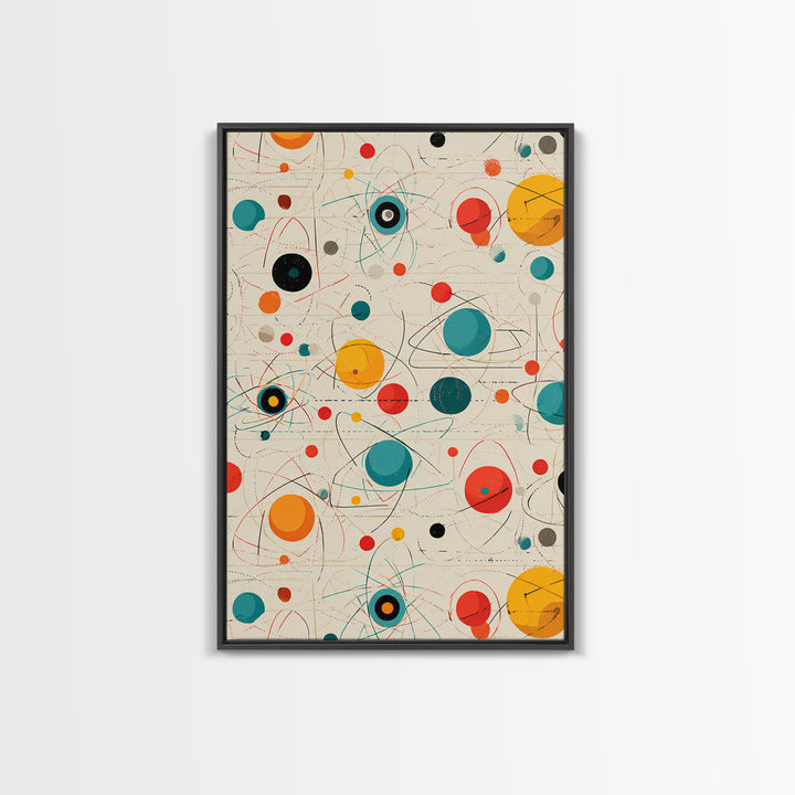 Atomic Teal Orange Planets And Orbit Lines Wall Art, Midcentury Modern Art, Retro Abstract Print, MCM Wall Decor, Modern Home Decor Gift