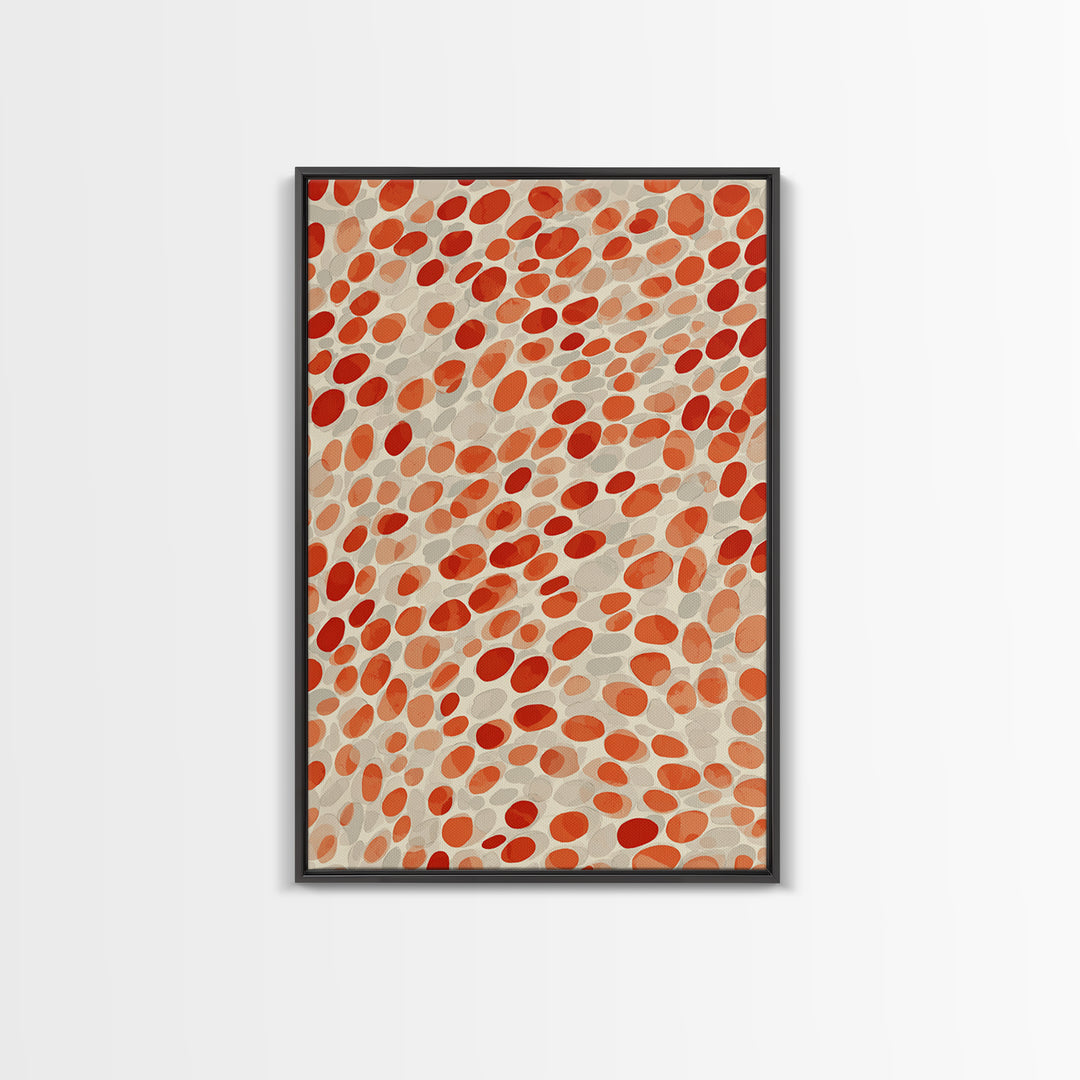 Orange Red Pebble Pattern Wall Art, Midcentury Modern Print, Retro Abstract Decor, Warm Geometric Art For Kitchen Decor Gift