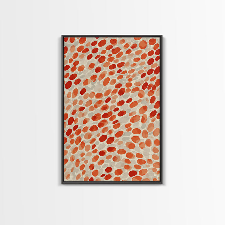 Orange Red Pebble Pattern Wall Art, Midcentury Modern Print, Retro Abstract Decor, Warm Geometric Art For Kitchen Decor Gift