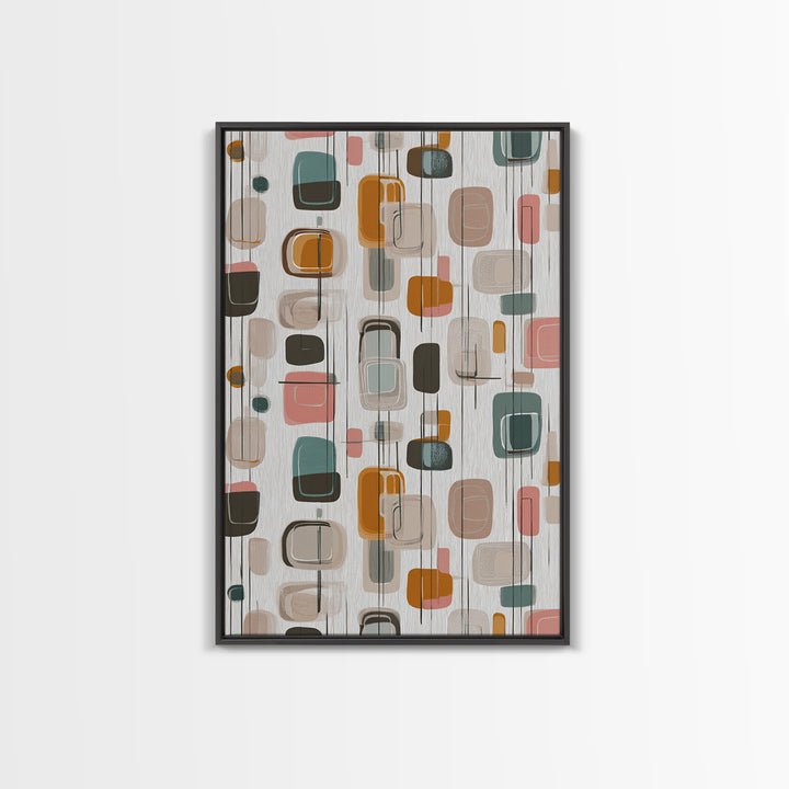 Muted Rounded Rectangle Pattern Wall Art, Midcentury Modern Abstract Poster, Scandinavian Decor, Geometric Home Art Print