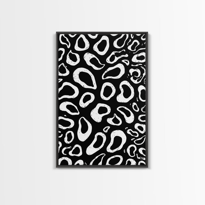 Black And White Organic Pebble Pattern Wall Art, Minimalist Abstract Poster, Retro Modern Decor, Bold Shape Art Print Gift