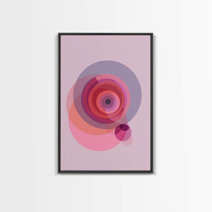 Pink Concentric Circles Abstract Wall Art, Midcentury Modern Art Print, Geometric Wall Decor, Retro MCM Living Room Decor