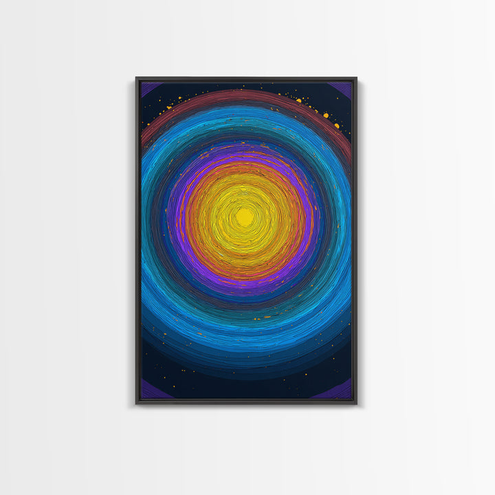 Vibrant Solar Rings Abstract Canvas Print, Midcentury Modern Wall Art, Colorful Geometric Poster, Cosmic Retro Home Decor