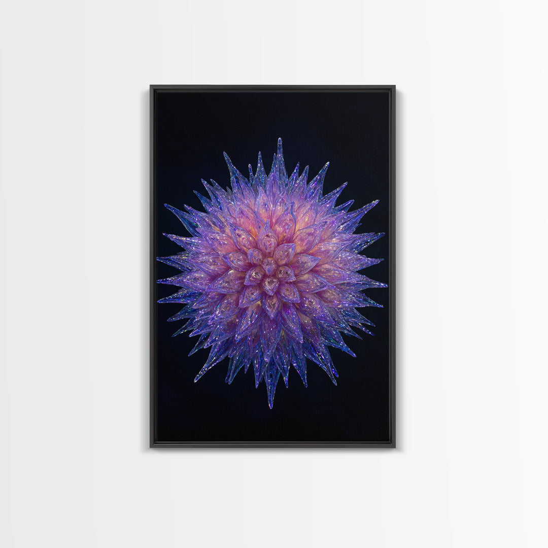 Purple Crystal Spiky Flower Wall Art, Modern Abstract Art, Colorful Wall Art, Unique Art Print, Vibrant Art Purple, Home Decor