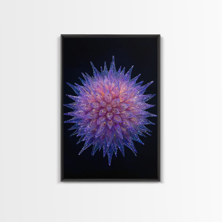Purple Crystal Spiky Flower Wall Art, Modern Abstract Art, Colorful Wall Art, Unique Art Print, Vibrant Art Purple, Home Decor