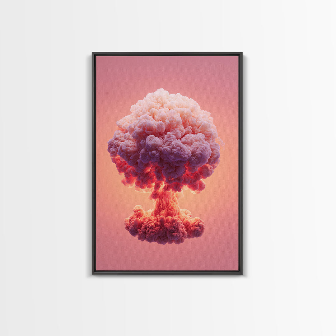 Pink Cotton Candy Mushroom Cloud Canvas Print, Surreal Atomic Pop Art Poster, Vaporwave Wall Decor, Modern Abstract Art Gift