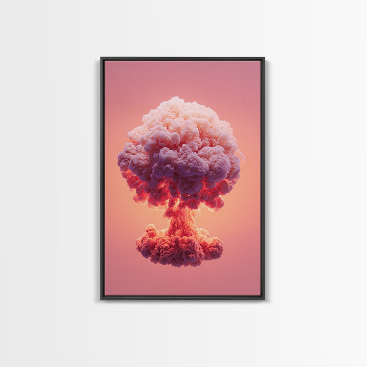 Pink Cotton Candy Mushroom Cloud Canvas Print, Surreal Atomic Pop Art Poster, Vaporwave Wall Decor, Modern Abstract Art Gift