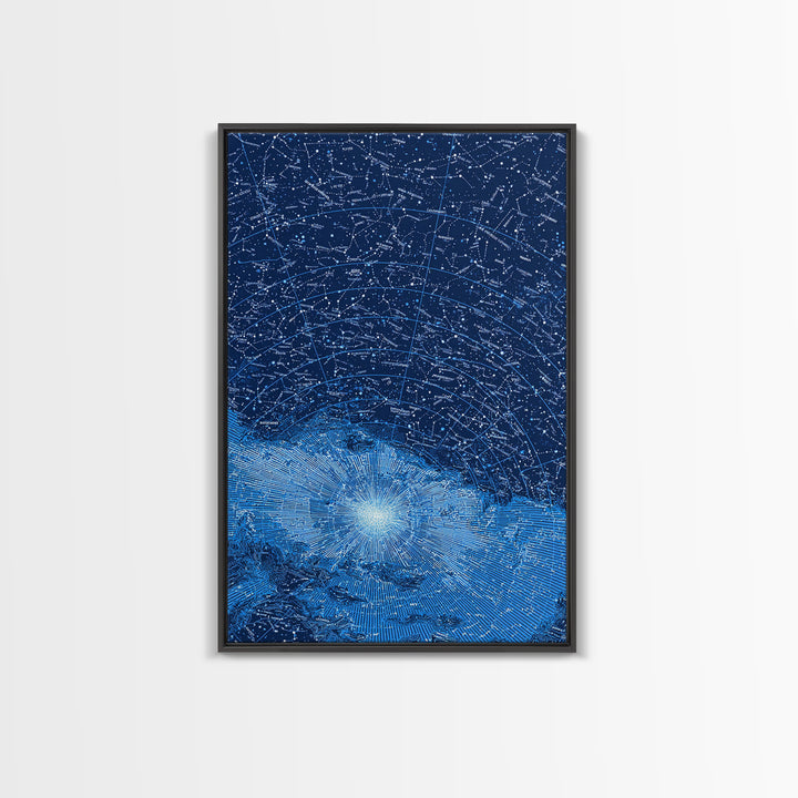 Blue Constellation Star Map Wall Art, Celestial Astronomy Poster, Space Abstract Art, Modern Digital Print, Office Decor
