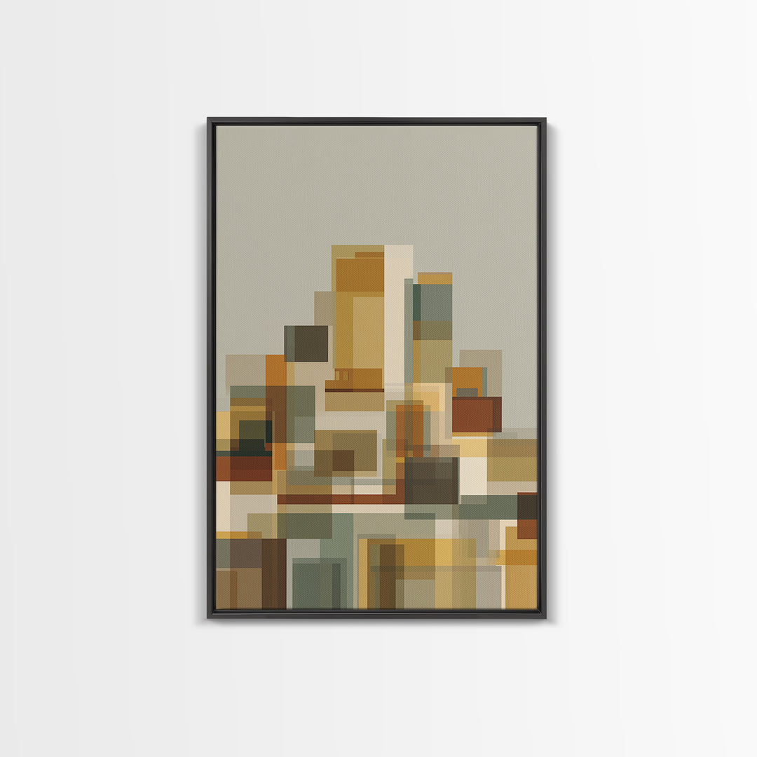 Minimal Geometric Blocks Wall Art, Midcentury Modern Art Print, Abstract Neutral Poster, Bauhaus Inspired Home Decor, Gift
