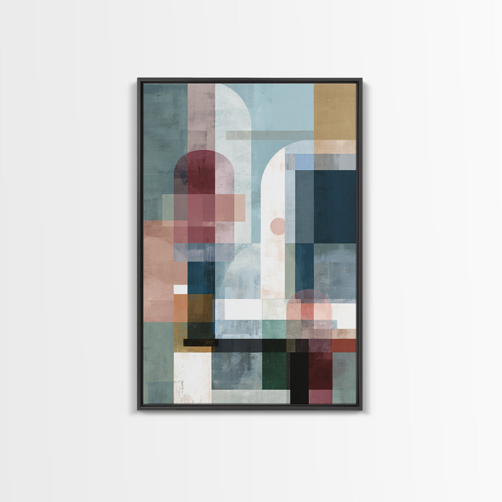 Pastel Geometric Arches Wall Art, Modern Abstract Art Print, Scandinavian Modern Decor, Soft Blue Pink Canvas Print, Home Decor