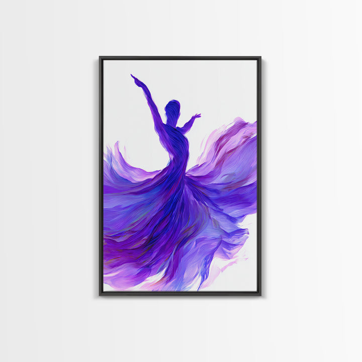 Purple Flowing Dancer Canvas Print, Modern Abstract Art, Feminine Movement Poster, Colorful Wall Decor, Bedroom Art Prints