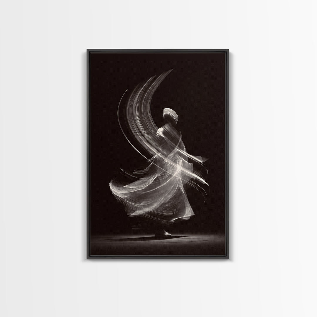 Black White Whirling Dancer Wall Art, Minimalist Abstract Art, Modern Motion Poster, Elegant Bedroom Decor, Fine Art Print