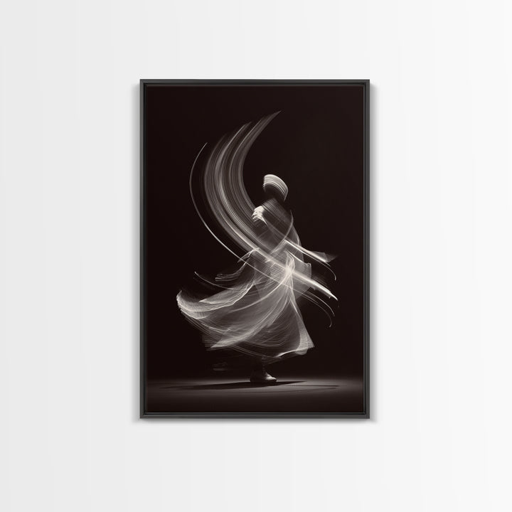 Black White Whirling Dancer Wall Art, Minimalist Abstract Art, Modern Motion Poster, Elegant Bedroom Decor, Fine Art Print