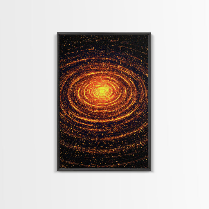 Glowing Orange Cosmic Spiral Wall Art, Abstract Galaxy Vortex, Space Abstract Art, Modern Retro Poster, Living Room Decor