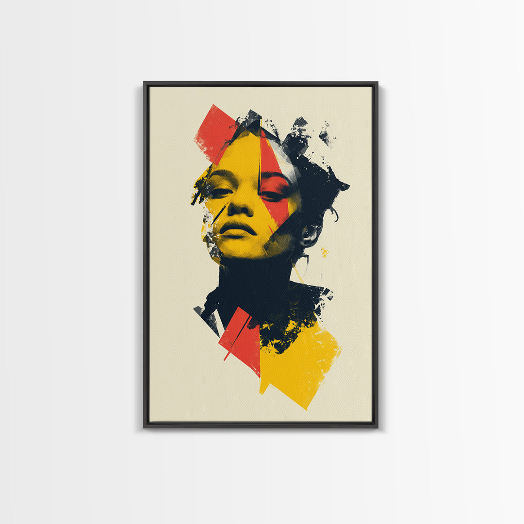Yellow Red Abstract Woman Portrait Wall Art, Modern Pop Art Print, Bold Graphic Poster, Contemporary Decor For Living Room Bedroom