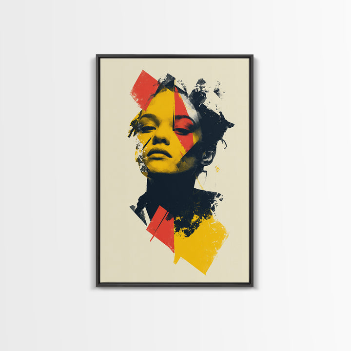 Yellow Red Abstract Woman Portrait Wall Art, Modern Pop Art Print, Bold Graphic Poster, Contemporary Decor For Living Room Bedroom