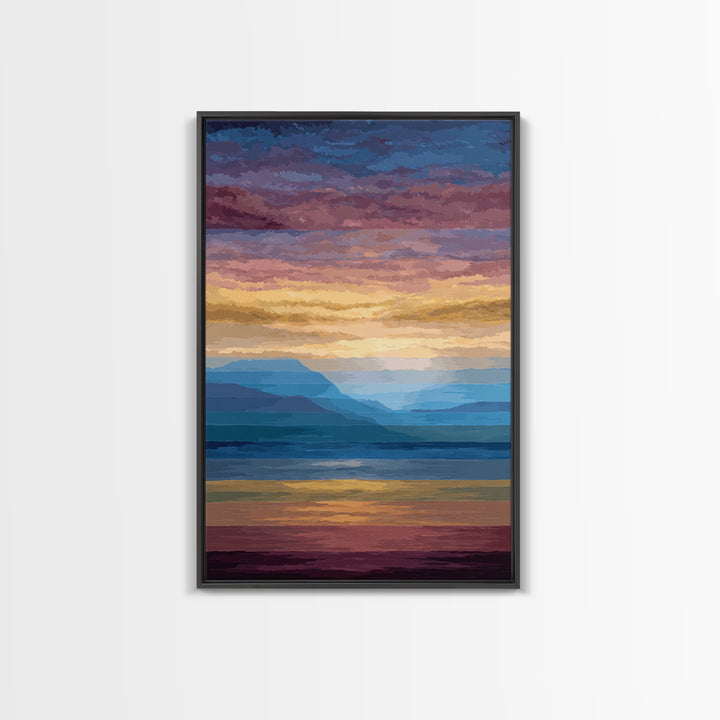 Pastel Mountain Sunset Wall Art, Serene Lake Landscape Canvas Print, Modern Coastal Decor, Colorful Living Room Art Poster