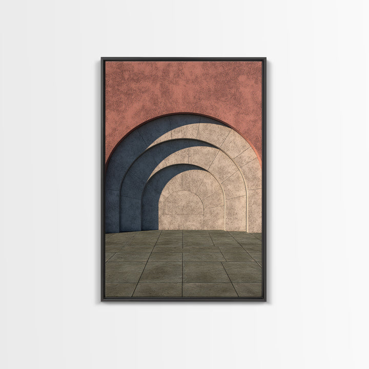 Pastel Concrete Archway Wall Art, Scandinavian Modern Architecture Print, Minimalist Geometric Decor, Neutral MCM Home Art