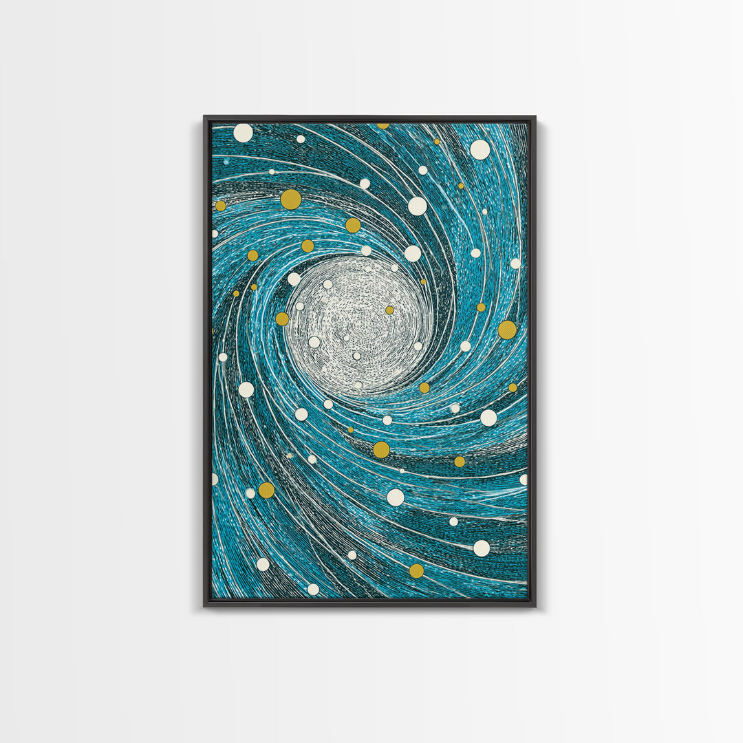 Turquoise Spiral Galaxy Wall Art, Cosmic Abstract Art Print, Modern Geometric Wall Decor, Space Poster, Blue Gold Decor Gift