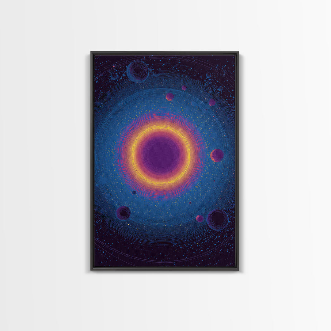 Purple Black Hole With Golden Ring Wall Art, Cosmic Retro Art, Modern Abstract Art, Space Poster, Blue Wall Decor Print Gift