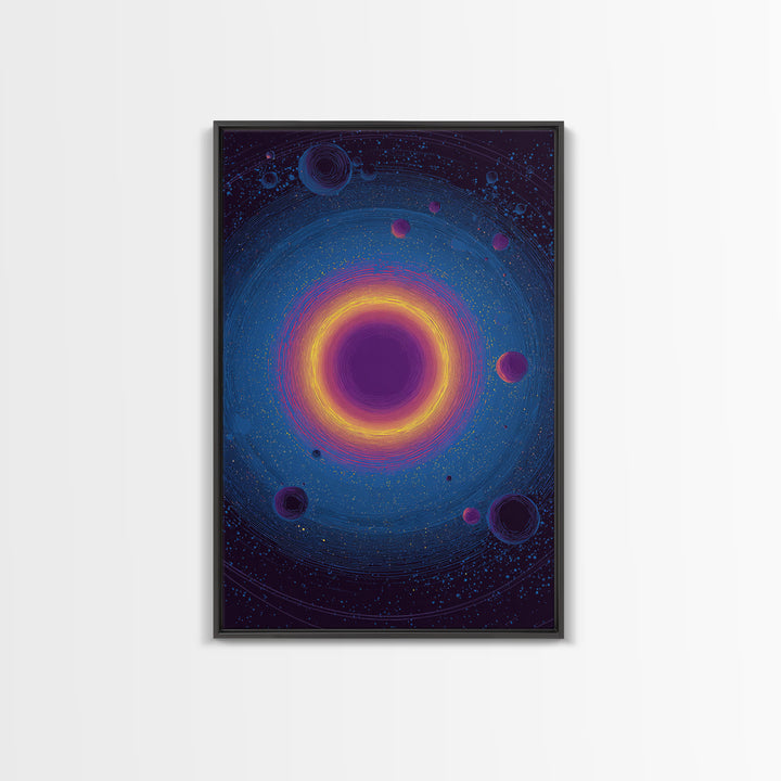 Purple Black Hole With Golden Ring Wall Art, Cosmic Retro Art, Modern Abstract Art, Space Poster, Blue Wall Decor Print Gift