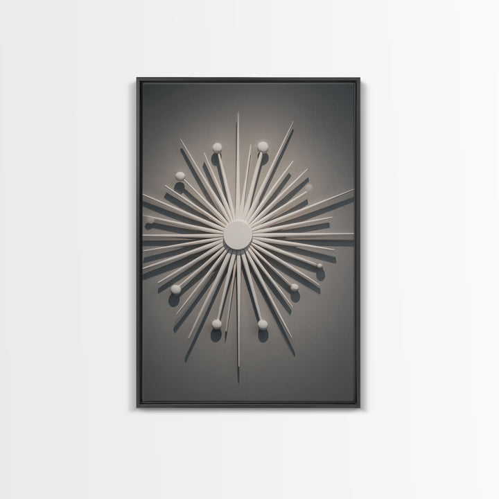 White Atomic Starburst Wall Art, Midcentury Modern Art, Retro Wall Decor, 1950s Design, MCM Home Decor Print For Living Room