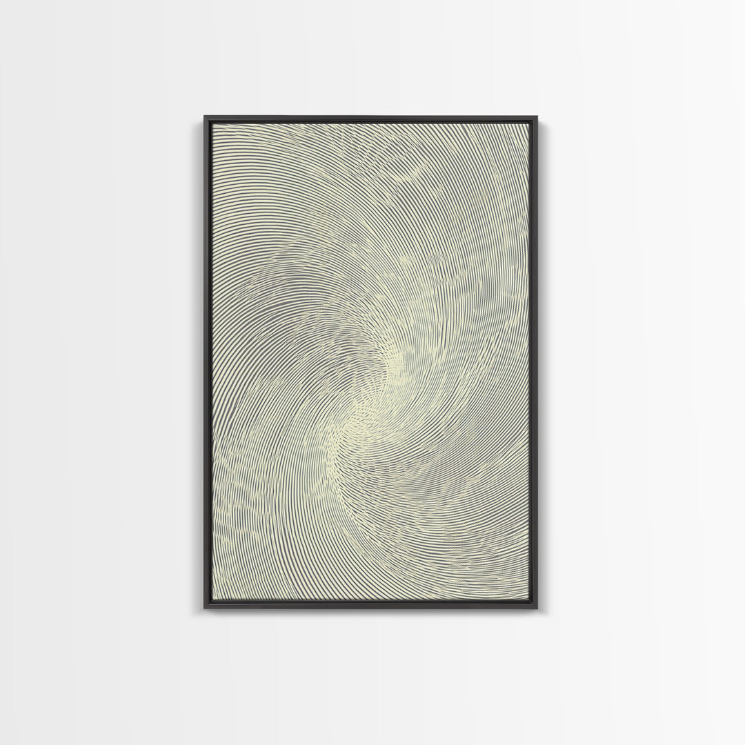 Cream Spiral Line Op Art Canvas Print, Midcentury Modern Abstract Art, Minimalist Wall Art Decor, Neutral Home Office Poster