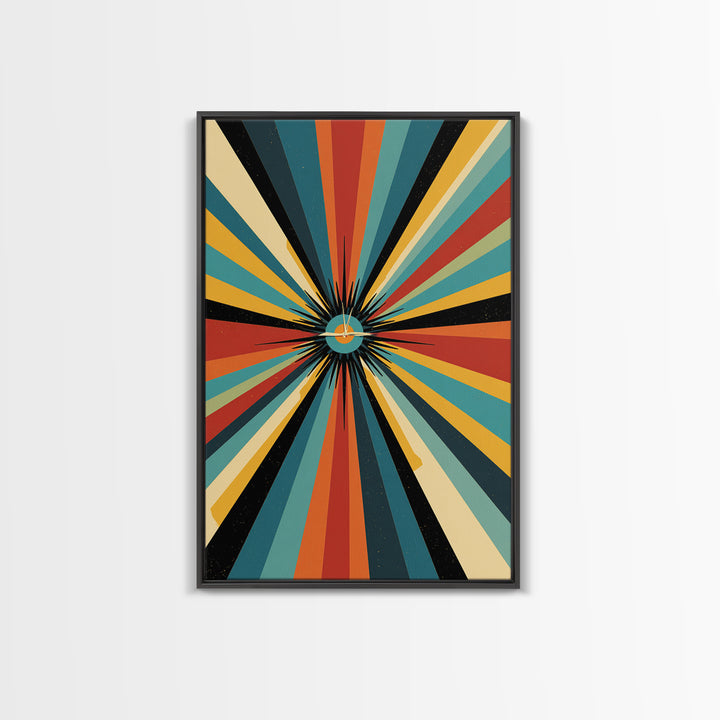 Retro Atomic Sunburst Rays Canvas Print, Midcentury Modern Wall Art, Bold Geometric Poster, Colorful MCM Home Decor Gift