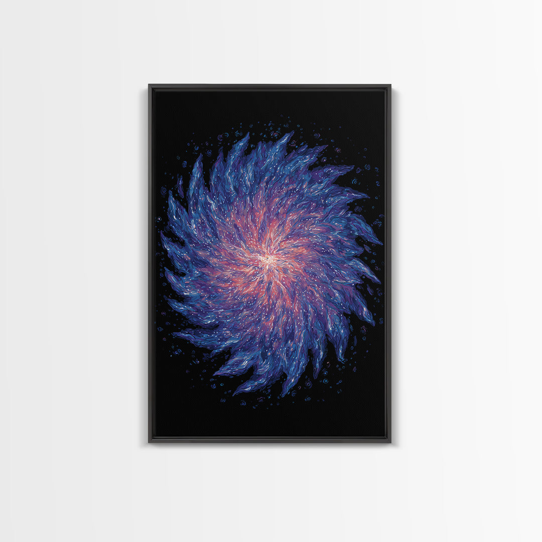Purple Blue Spiral Nebula Canvas Print, Space Abstract Art, Modern Wall Art, Cosmic Retro Poster, Vibrant Art Purple, Home Decor