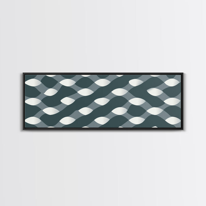 Gray Wavy Op Art Pattern Canvas Print, Geometric Wall Art, Modern Abstract Art, Minimalist Decor, Office Wall Art, Retro