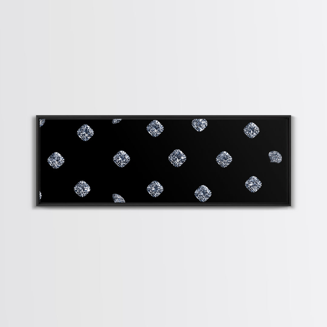 Scattered Diamond Gem Wall Art, Black Wall Decor, Glam Art Print, Modern Home Decor, Minimalist Poster, Elegant Bedroom Art