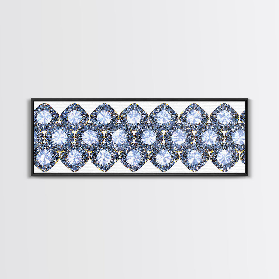 Sparkling Diamond Jewel Border Framed Canvas Print, Glam Wall Decor, Modern Art Print, Elegant Bedroom Art, Statement Piece