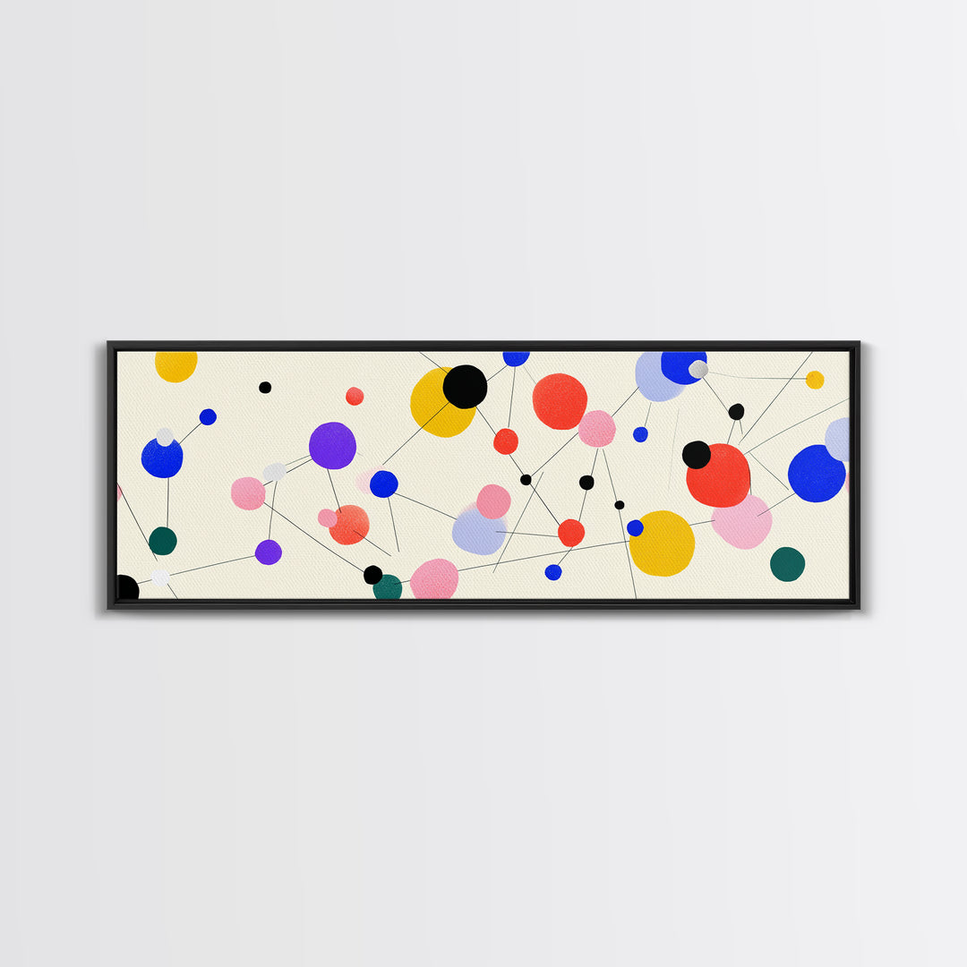 Colorful Atomic Dots And Connected Lines Wall Art, Midcentury Modern Art, Geometric Abstract Print, Retro Modern Decor Poster