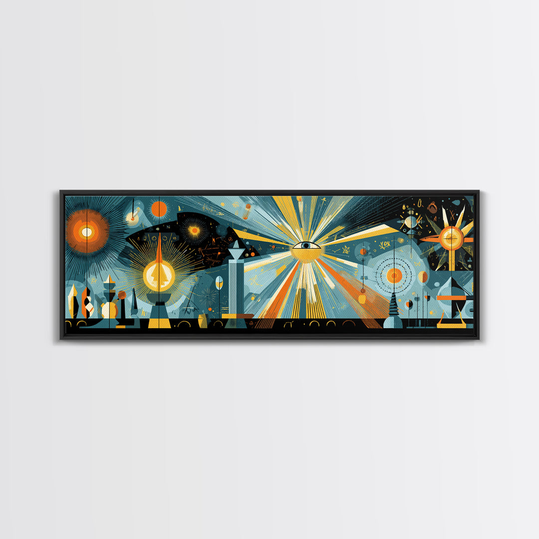Cosmic Eye With Starburst Rays Wall Art, Spiritual Modern Abstract Art, Midcentury Atomic Poster, Space Retro Decor, Office Wall Decor
