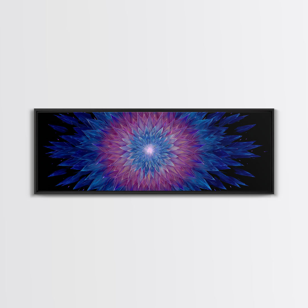Blue Purple Crystal Kaleidoscope Canvas Print, Geometric Abstract Wall Art, Modern Psychedelic Decor, Colorful Poster, Gallery Wall Art