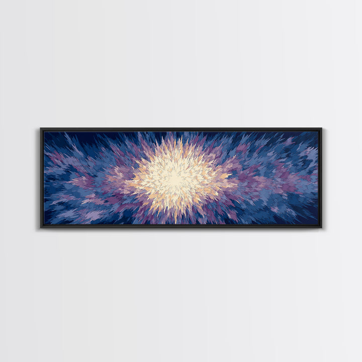 Radiant Blue Purple Starburst Wall Art, Modern Abstract Art Print, Cosmic Retro Decor, Living Room Statement Canvas Print