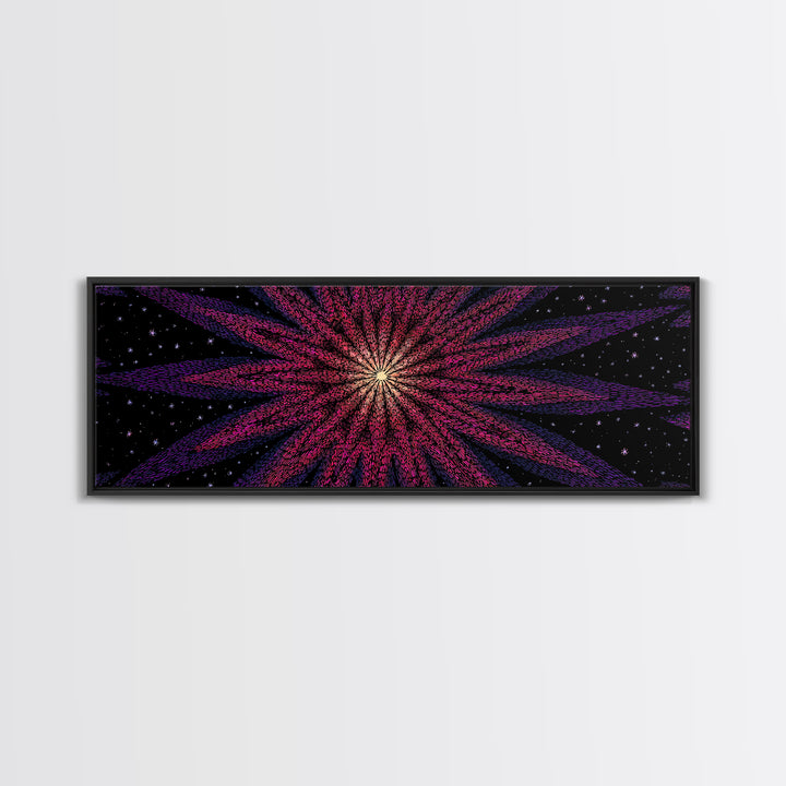 Magenta Purple Cosmic Burst Wall Art, Modern Abstract Canvas Print, Retro Space Poster, Funky MCM Home Decor, Large Statement Print