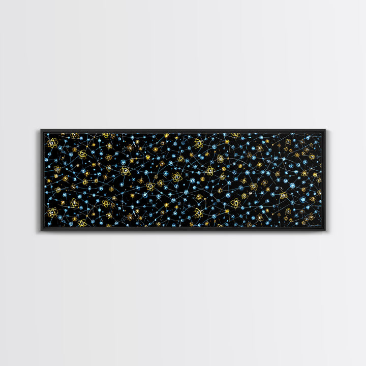 Atomic Constellation Wall Art, Mid Century Modern Space Decor, Retro Science Poster, Blue Yellow MCM Pattern, Modern Art Print