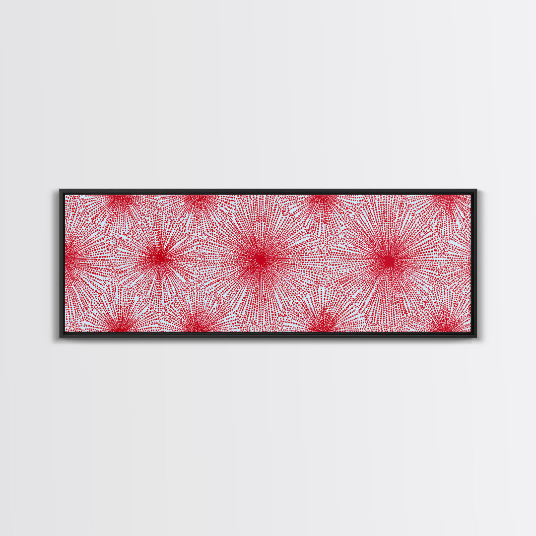 Red Pink Radiating Starburst Canvas Print, Mid Century Modern Wall Art, Bold Geometric Pattern, Retro Maximalist Decor Poster