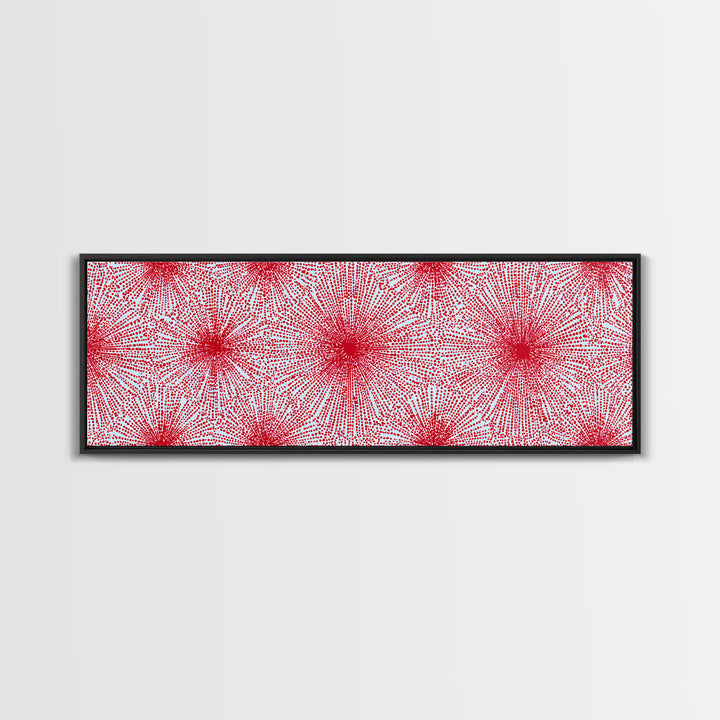 Red Pink Radiating Starburst Canvas Print, Mid Century Modern Wall Art, Bold Geometric Pattern, Retro Maximalist Decor Poster
