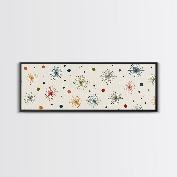 Minimal Atomic Starburst Wall Art, Mid Century Modern Print, Retro Geometric Pattern Poster, Cream MCM Home Decor Artwork