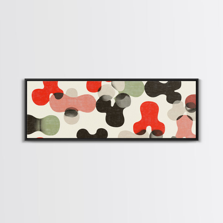 Red Black Sage Organic Shape Wall Art, Midcentury Modern Abstract Canvas, Retro Geometric Print, MCM Living Room Decor Poster