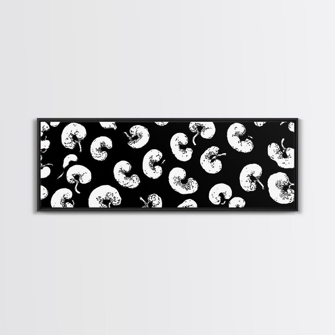 Black White Amoeba Pattern Canvas Print, Midcentury Modern Abstract Wall Decor, Monochrome Retro Op Art For Gallery Wall