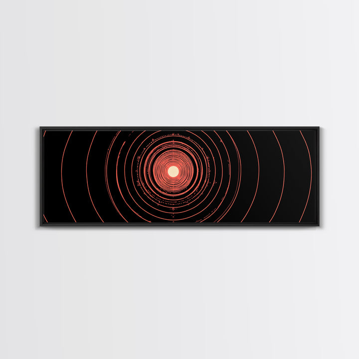 Orange Red Concentric Circle Wall Art, Modern Abstract Op Art Print, Cosmic Retro Minimal Poster For Bedroom Gallery Decor