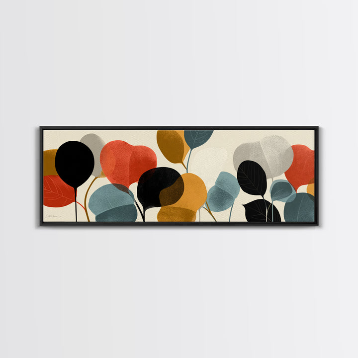 Abstract Balloon Leaves In Warm Neutrals Wall Art, Midcentury Modern Decor, Geometric Art Print, Boho Living Room Poster