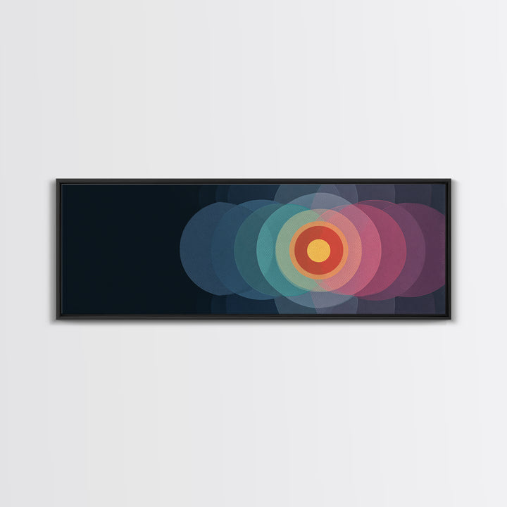 Translucent Target Circles Canvas Print, Midcentury Modern Abstract Wall Art, Colorful Geometric Decor, Pink Blue Poster