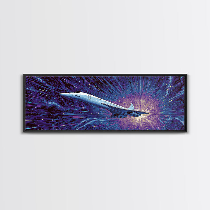Supersonic Jet Starburst Wall Art, Midcentury Modern Space Poster, Retro Sci Fi Canvas Print, Aviation Wall Decor Gift For Him