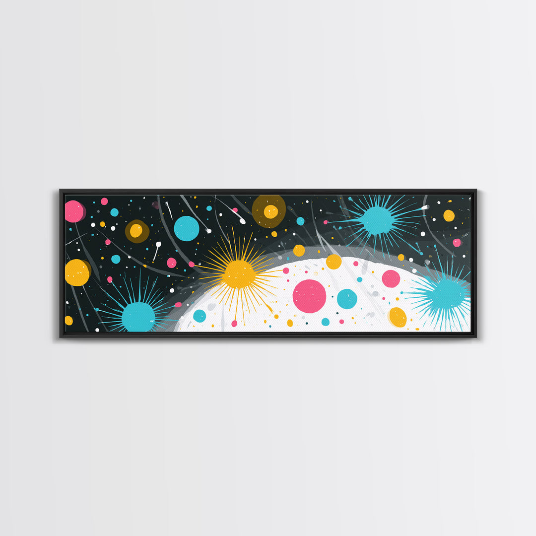 Playful Atomic Dots And Starbursts Wall Art, Midcentury Modern Abstract Poster, Colorful Retro Decor, Kids Room Print Gift